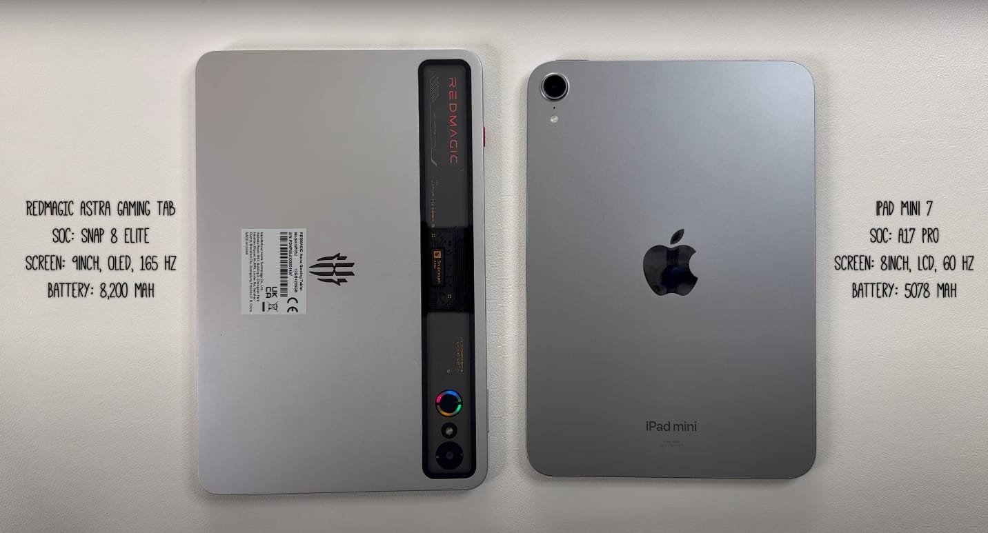 RedMagic Astra Gaming Tablet vs iPad Mini 7 Full specs Comparison