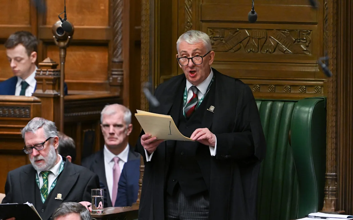 Lindsay Hoyle and Lord Mandelson in a heated discussion, with a police officer in the background, highlighting the 'flight risk' warning and the UK justice system