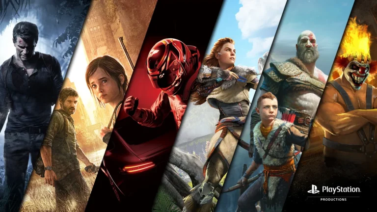 A group of friends playing a live service game on PC, with a PlayStation controller in the foreground, highlighting the potential for immersive and dynamic gaming experiences in the UK, with a focus on the PlayStation brand and live service games