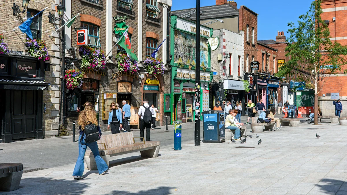 A sombre and reflective image of Temple Bar, with a memorial for the UK tourist who was murdered, highlighting the tragic incident and the need for justice, with a focus on the murder investigation