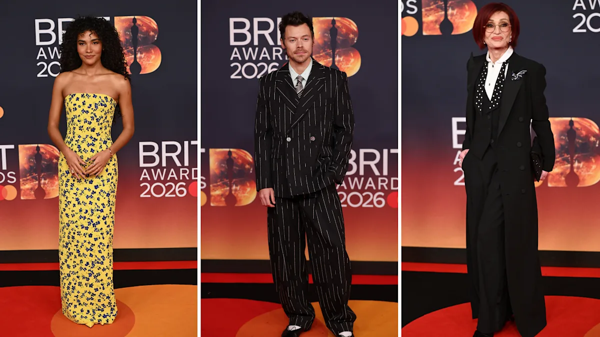 Harry Styles and Olivia Dean dazzle on the BRIT Awards 2026 red carpet, showcasing the latest fashion trends and styles, with a focus on red carpet glamour and music awards fashion