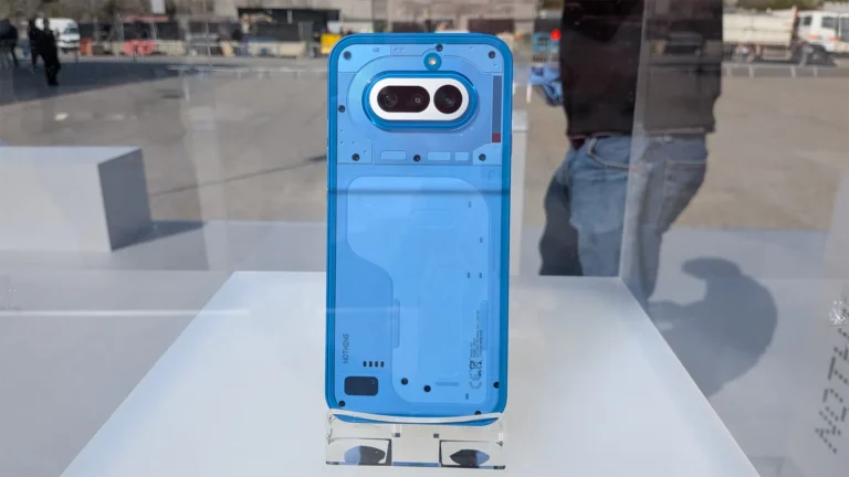 The Nothing Phone 4a in its four colour options, including black, blue, pink, and white, showcasing its stunning transparent design and camera system, a masterclass in mid-range smartphone design