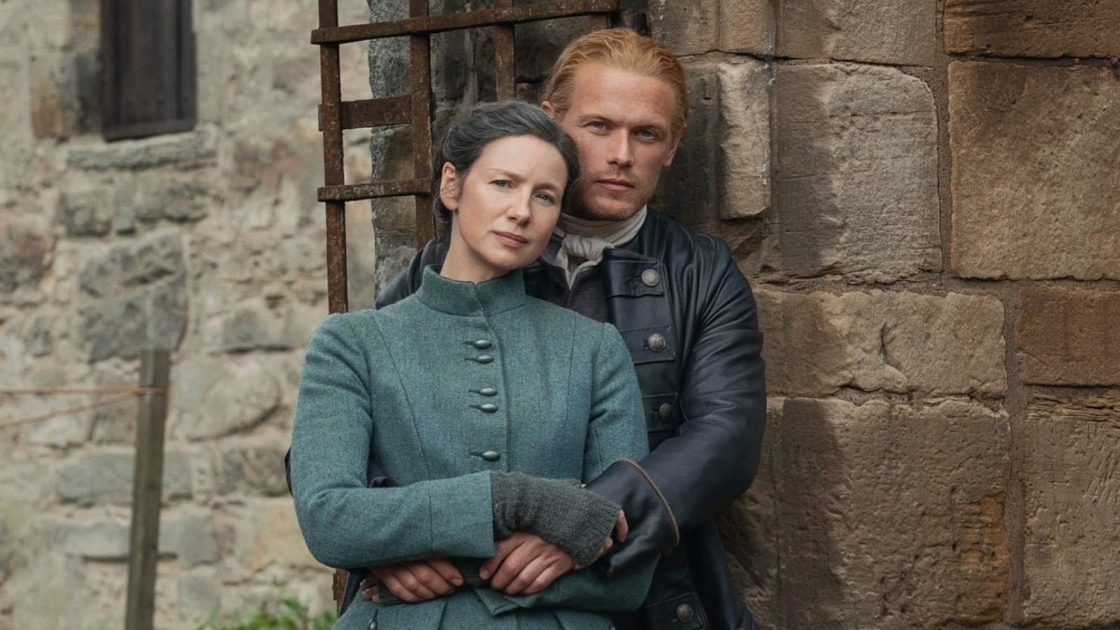 Outlander season 8 poster featuring Jamie and Claire, set against a backdrop of the American Revolutionary War, with a descriptive alt text including the primary keyword 'Outlander'