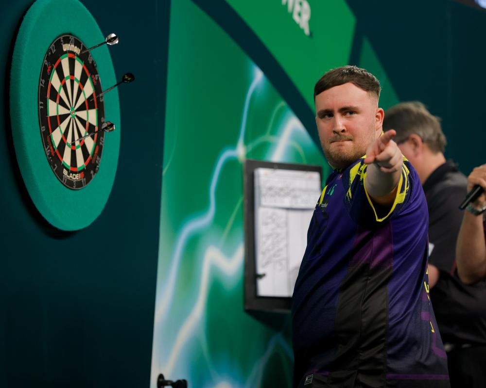 Littler in action at PDC darts championship