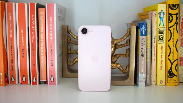 The Apple iPhone 17e in Soft Pink, featuring a compact design and a 6.1-inch OLED display, available in the UK with a starting price of £599.