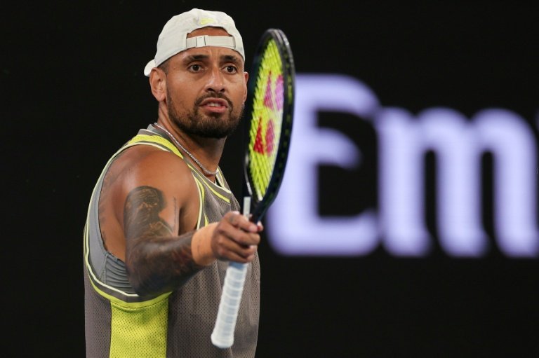 Nick Kyrgios in action on the tennis court