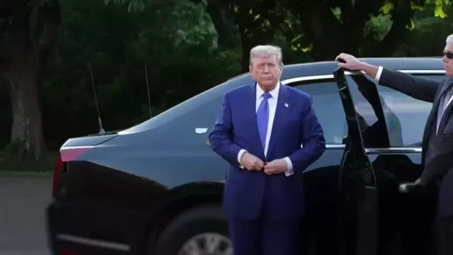 Donald Trump and Iranian leaders in a tense meeting, with a backdrop of Middle Eastern flags and a cityscape, symbolising the complex geopolitics of the region and the potential for conflict or cooperation