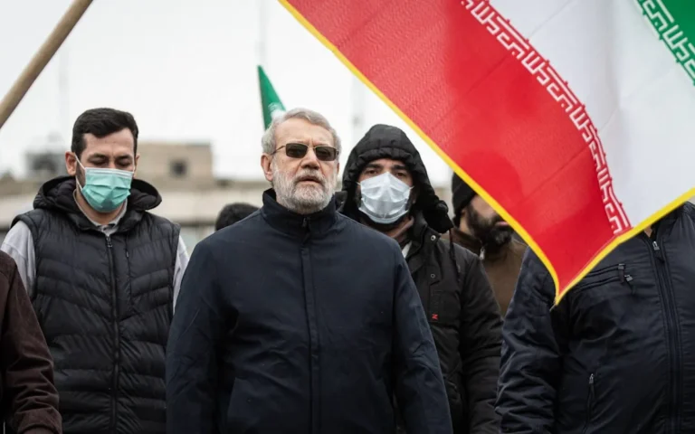 A sombre image of Larijani, with a subtle background of the Iranian flag, symbolising the profound impact of his death on the country's political landscape and the international community, with a focus on the power vacuum and potential alliances