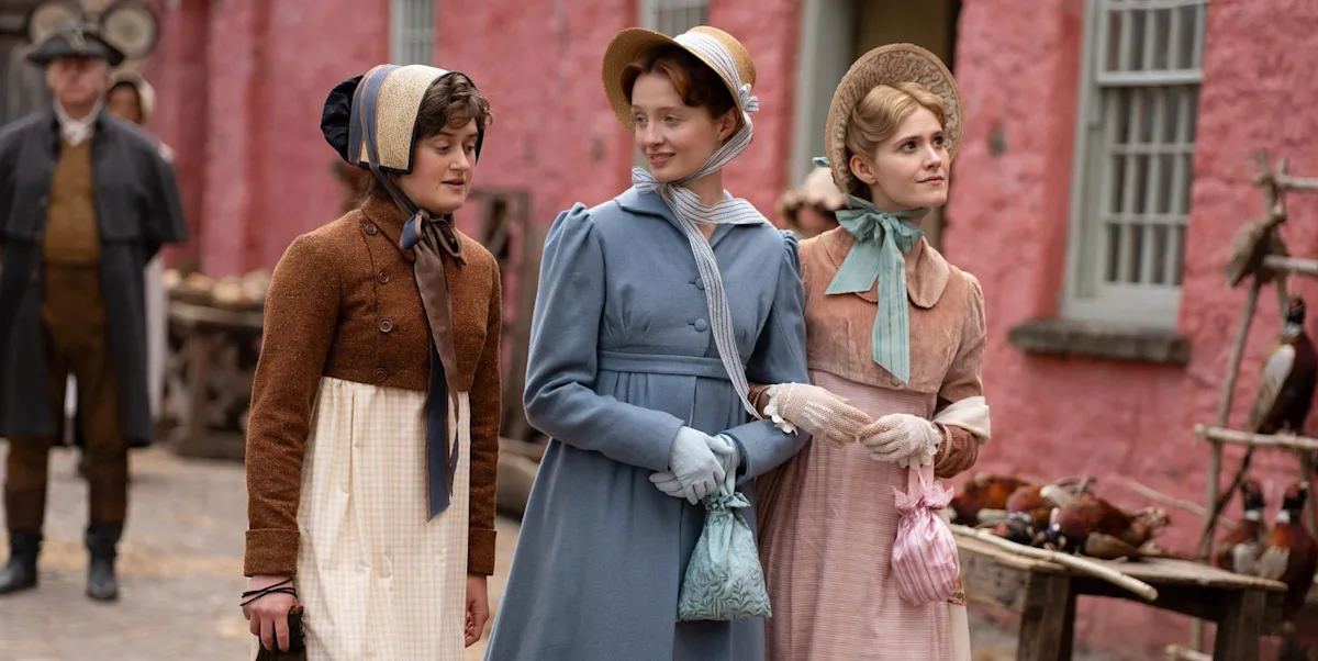 A group of characters from the new period drama on the BBC, set against a stunning backdrop of rolling hills and historic buildings, with the primary keyword 'period drama' naturally included in the descriptive alternative text for the featured image, showcasing the show's intricate costumes and sets.