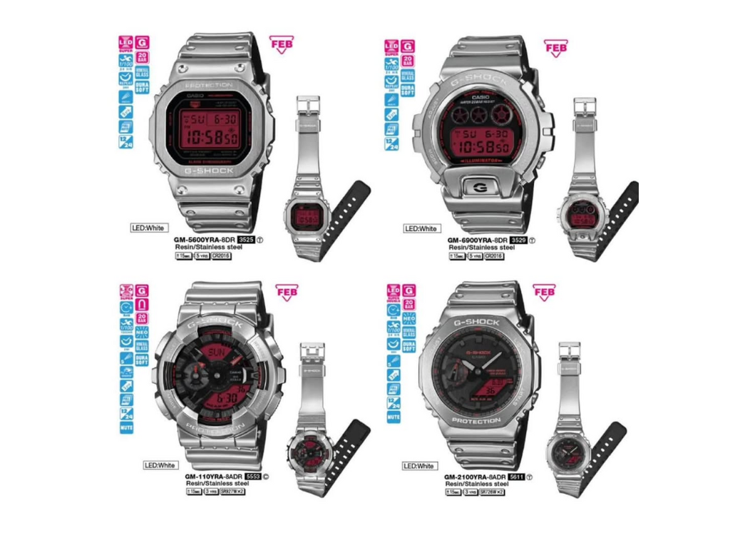 Casio watches with red displays