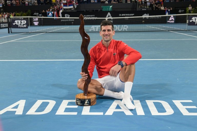 Djokovic in action at the Australian Open