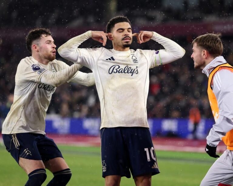 Nottingham Forest players celebrate Premier League win