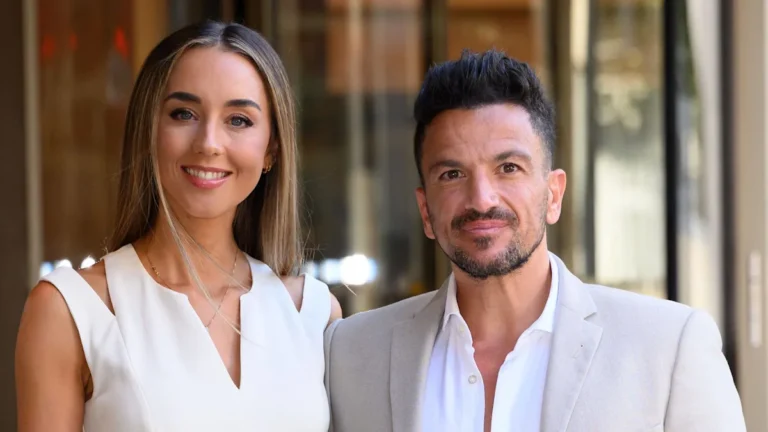 Peter Andre and his wife smiling and holding hands, with a subtle background colour, the couple is known for their strong and supportive relationship, and their behaviour has been praised by fans for being open and honest about their health issues, including this latest viral infection diagnosis