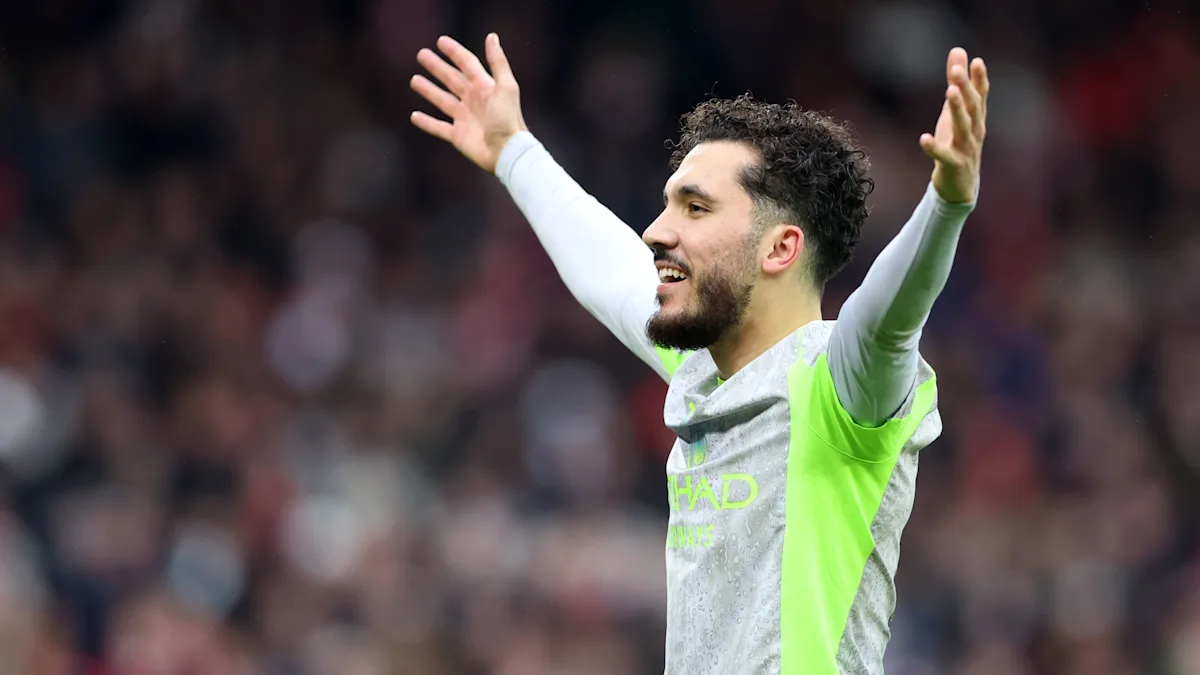 Rayan Cherki in action for Man City