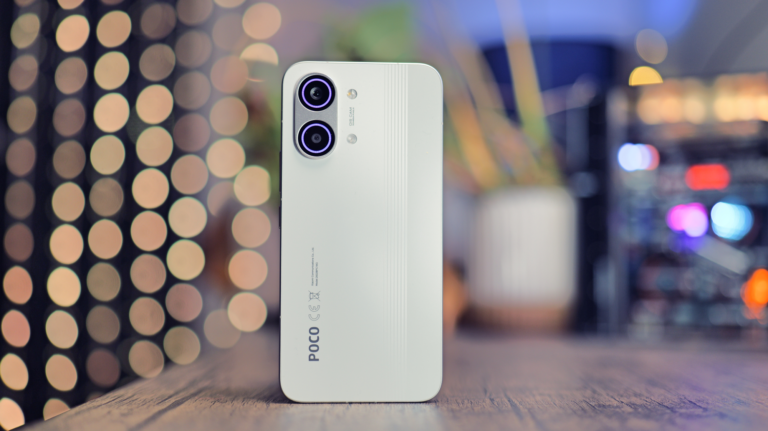 Poco X8 Pro Max phone with RGB LED rings around the cameras, featuring a massive 8500mAh battery and 100W wired charging, perfect for gaming and everyday use in the UK