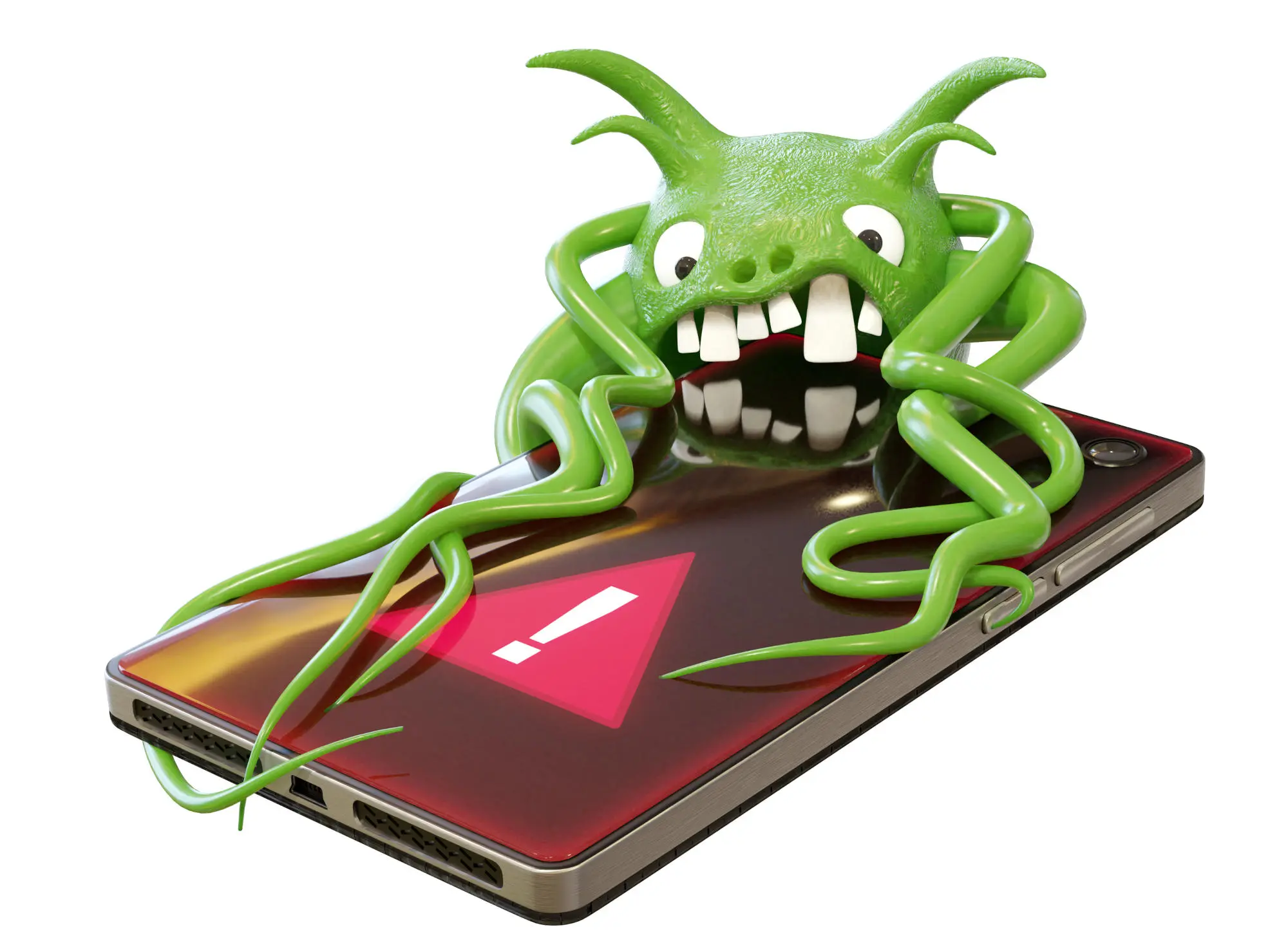 A person holding an Android device with a worried expression, surrounded by code and malware warnings, highlighting the threat of the NoVoice malware to UK Android users, and the importance of mobile security and Android security updates.