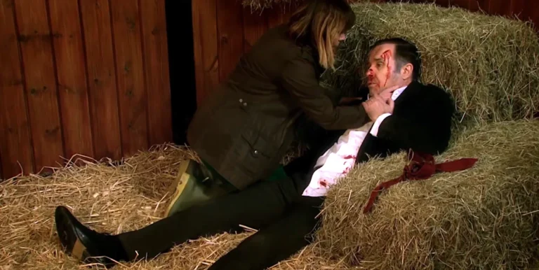 Graham Foster from Emmerdale speaking out about Jodie from Coronation Street, a dramatic and intense moment in the soap opera world, full of colour and suspense, as fans analyse his behaviour and reactions