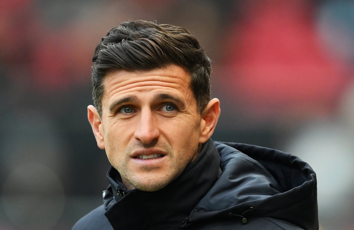 Portsmouth players in action during fa cup match