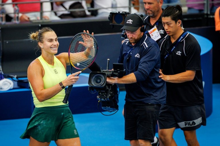 Sabalenka in action at Brisbane International