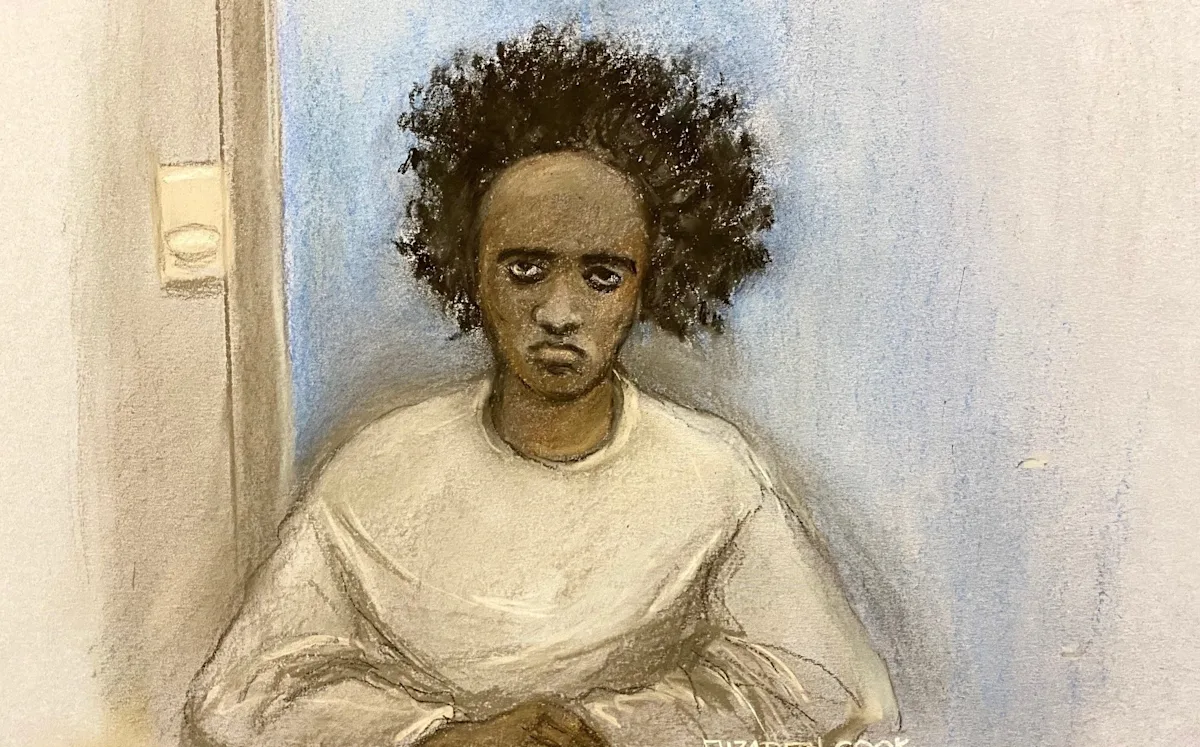 A photo of a person looking at a report with a shocked expression, with a subtitle that reads 'Southport Inquiry Report Blames Killer's Parents'