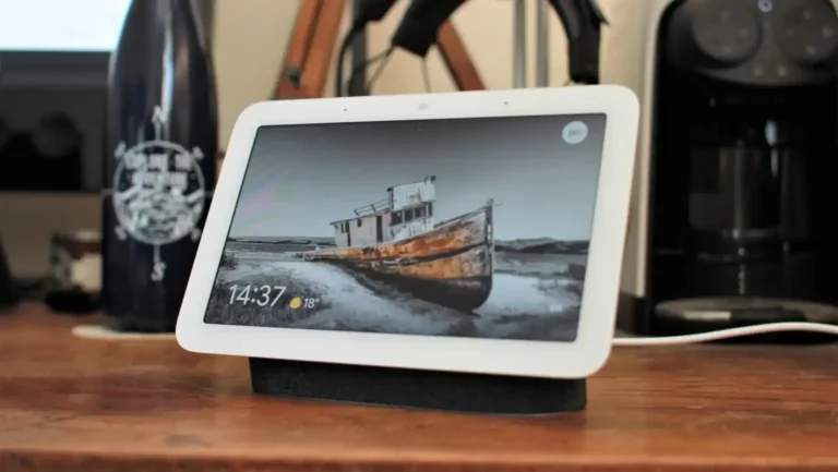 Google Gemini for Home voice assistant being used in a living room with a smart speaker and a tablet, showcasing its improved conversational abilities and object recognition in the UK and European markets
