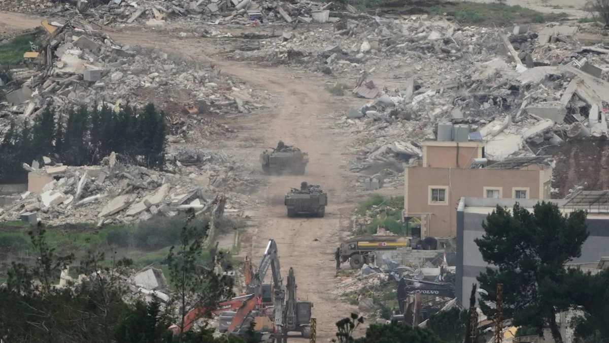 Israeli soldiers on patrol in Lebanon, with a backdrop of a complex and delicate conflict, requiring careful consideration and diplomacy, as the primary keyword phrase is Lebanon conflict