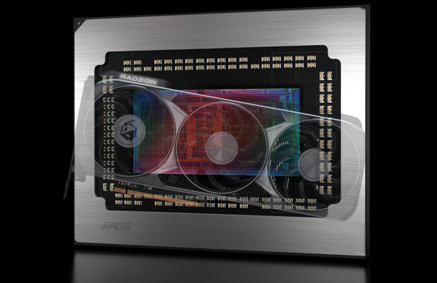 AMD RDNA 5 GPU architecture, featuring a complex network of transistors and circuits, with a focus on performance, power efficiency, and innovative features, hinting at a significant leap in gaming and graphics processing capabilities.