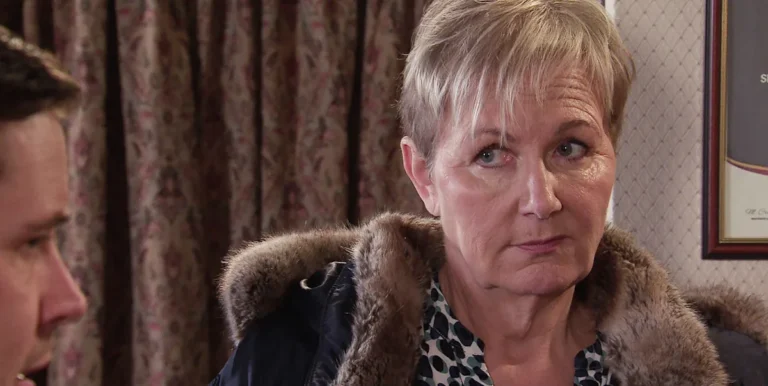 Eileen looks shocked and worried as she discovers the truth about Todd's ordeal in the latest episode of Coronation Street, available to stream on ITVX now