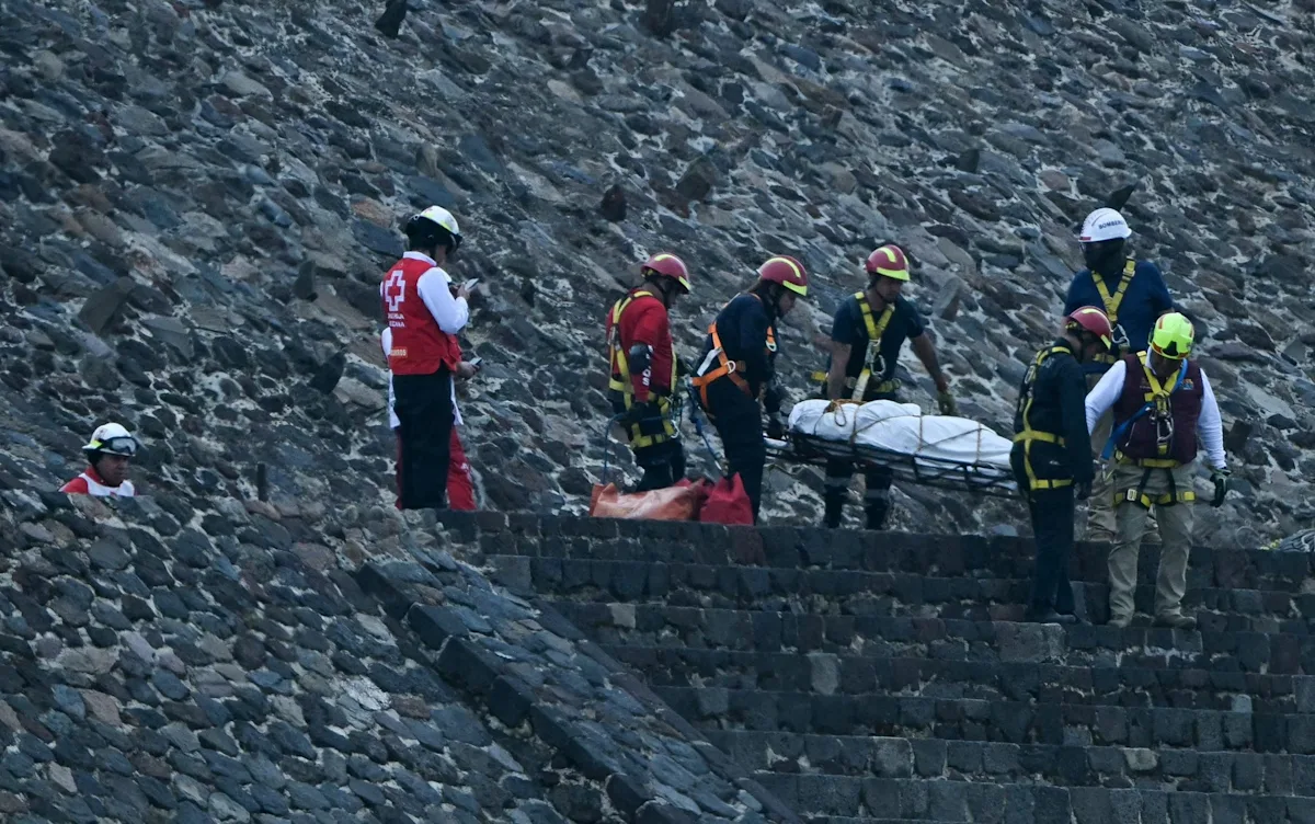 Aerial view of Mexico's pyramids, a popular tourist destination that has been affected by a recent mass shooting, with a focus on the safety of tourists and the need for increased security measures to prevent such incidents in the future, and to reassure tourists that the area is safe, with the primary keyword being Mexico pyramid shooting