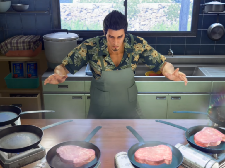 A screenshot of Kiryu from Yakuza Kiwami 3, surrounded by the orphans, highlighting the game's newfound emotional depth and focus on character development, with a colour palette that reflects the game's mix of drama and humour, and a composition that showcases the beauty of the game's world.