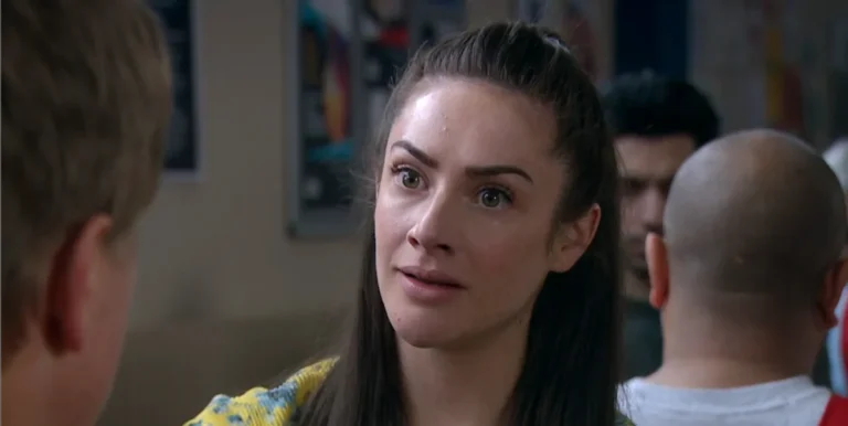 A dramatic scene from Emmerdale, featuring Victoria and Moira, with a stunning Yorkshire countryside backdrop, colourful characters and shocking plot twists