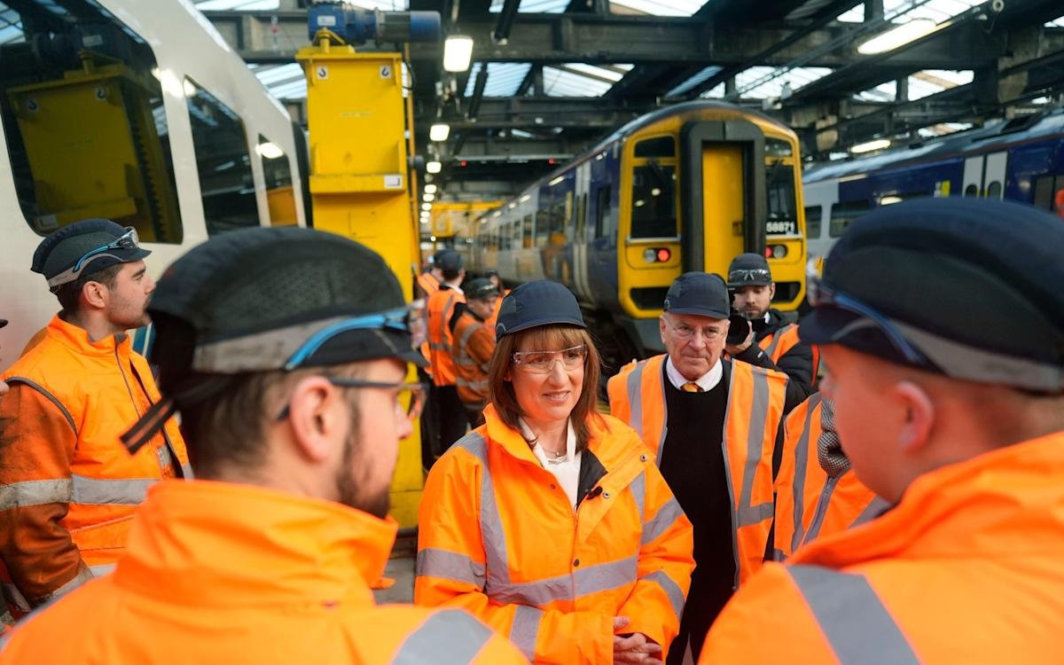 UK rail network map with trains