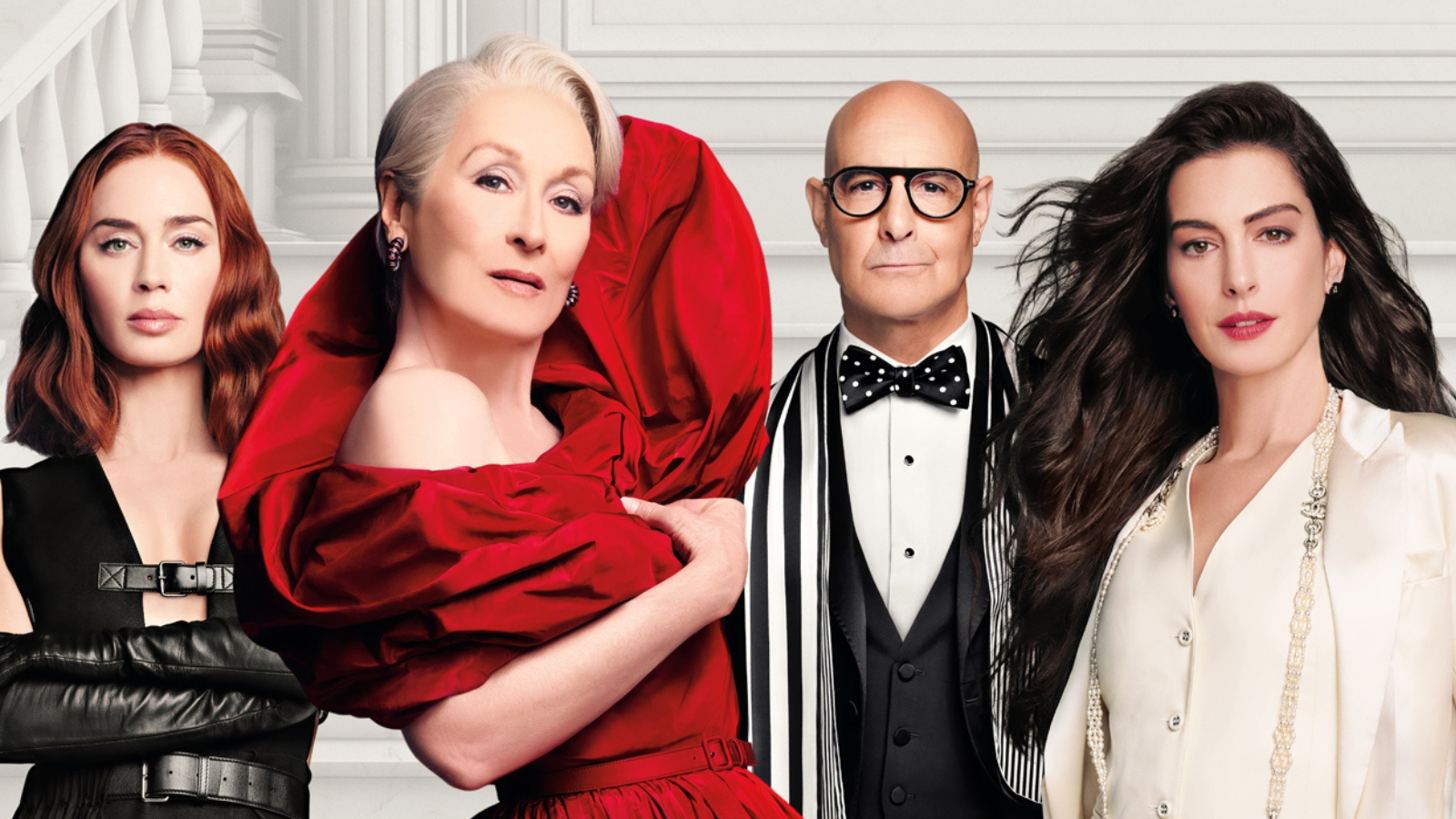The Devil Wears Prada 2 featured image, showcasing Meryl Streep as Miranda Priestly, with a background of stunning outfits and fashion designs, highlighting the film's themes of fashion, behaviour, and colour