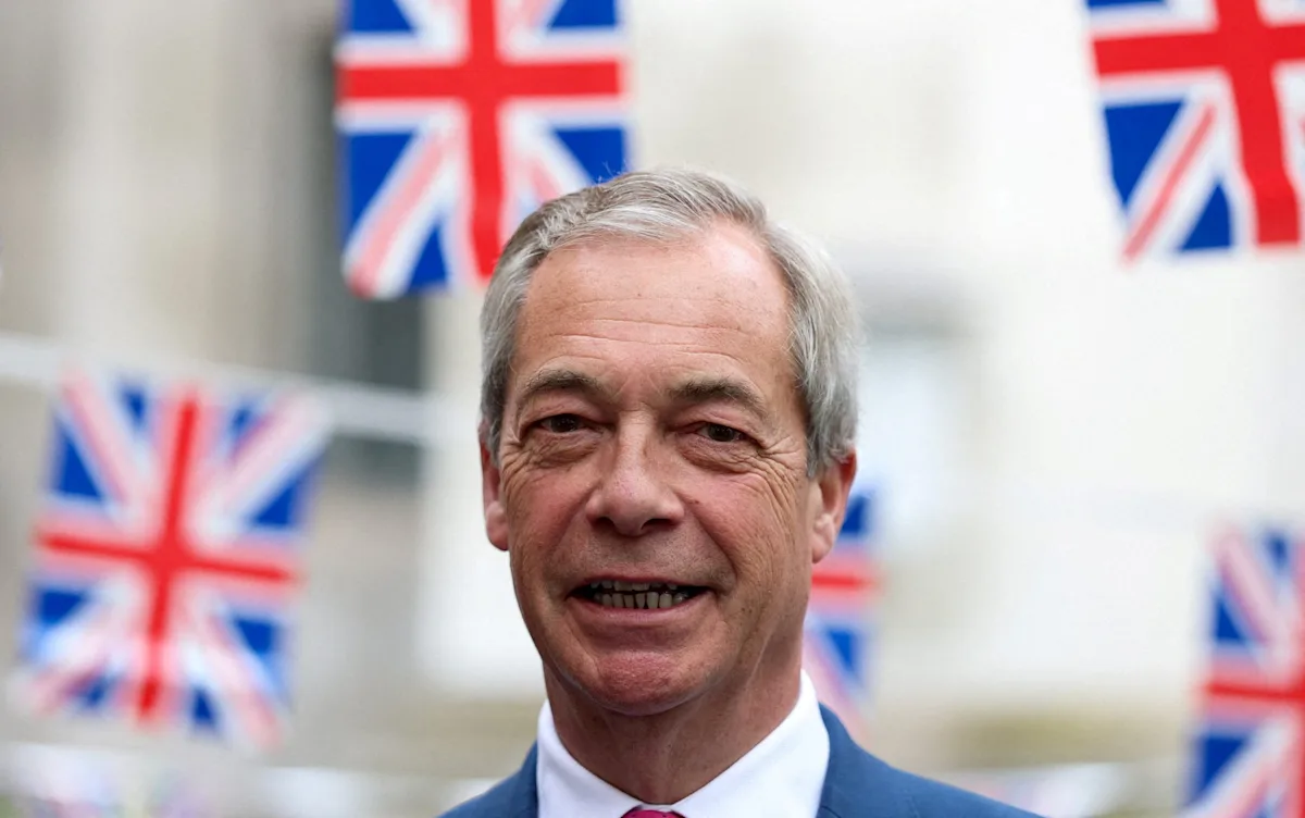Nigel Farage speaking at a political rally, with a crowd of young people in the background, highlighting the importance of critical thinking and media literacy in shaping their political views