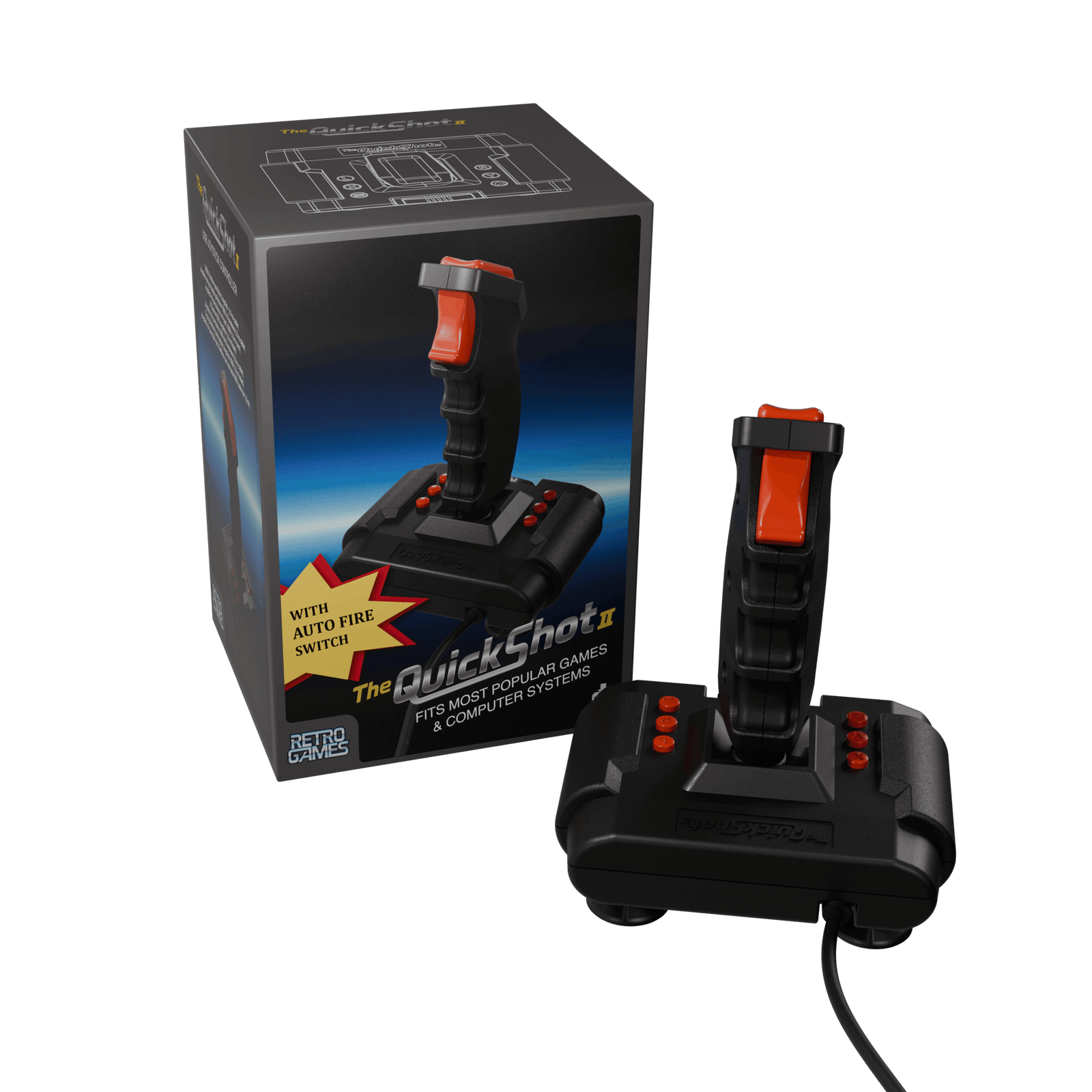 The Quickshot II gaming joystick, a legendary 80s gaming accessory, has been revamped with modern features, including USB support and an autofire function, making it an ideal choice for retro gaming enthusiasts seeking an authentic gaming experience