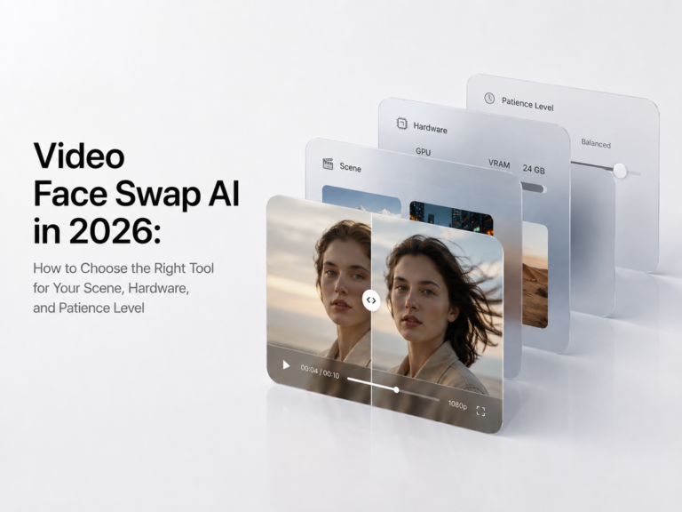 A person using a video face swap AI tool in the UK, with a descriptive background and a laptop screen displaying a video with a swapped face, highlighting the primary keyword phrase 'video face swap AI'