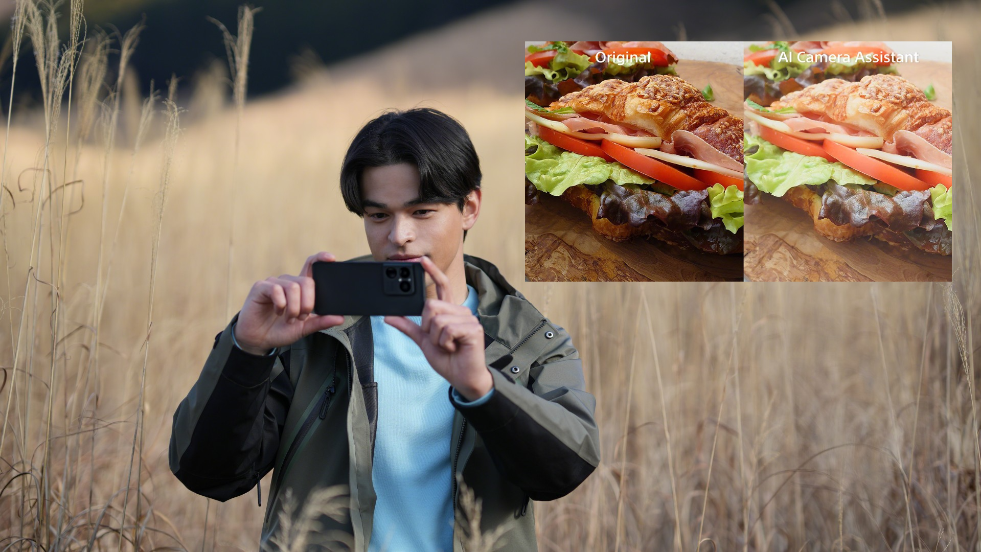 A photo of a sandwich with a blurred background, showcasing the limitations of Sony's AI Camera Assistant, a feature that uses artificial intelligence to enhance photos, highlighting the company's approach to AI-enhanced photography in the UK