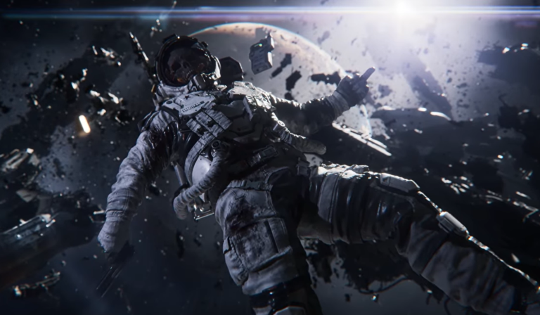 COR3 sci-fi extraction shooter game on Mars with a futuristic landscape and a group of players in action, the primary keyword is sci-fi extraction shooter, the game is set on the planet Mars with a realistic and immersive environment