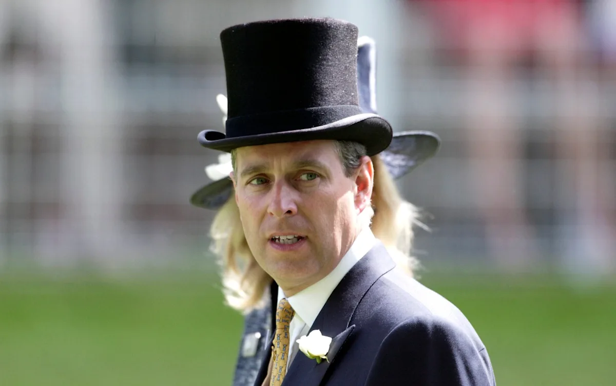 Prince Andrew attending Royal Ascot, a prestigious horse racing event in the UK, surrounded by controversy and scandal, with the royal family's reputation and behaviour under scrutiny