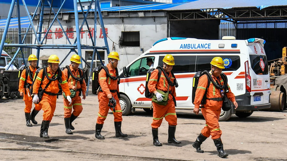 Rescue teams searching for survivors at the site of a devastating mine blast in China, with a focus on mine safety and investigation efforts