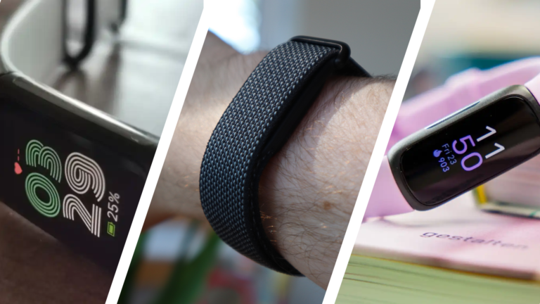 A person wearing a Fitbit fitness tracker on their wrist, with a cityscape in the background, highlighting the benefits of using a Fitbit to track your health and wellness in the UK