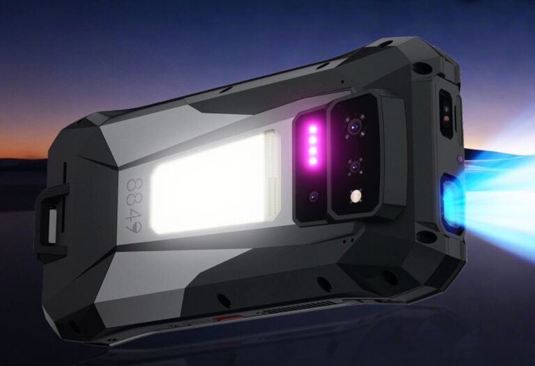 The Tank X smartphone features a 1080p laser projector with a brightness of 220 lumens and laser autofocus, making it perfect for outdoor enthusiasts who want to share their experiences with friends and family, with a 17,600mAh battery and 16GB RAM for uninterrupted entertainment and seamless user experience