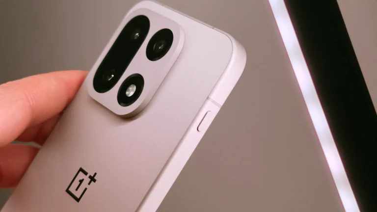 OnePlus 16 camera rumours and news, featuring a close-up of a smartphone camera lens with a blurred background, highlighting the importance of camera quality in the UK