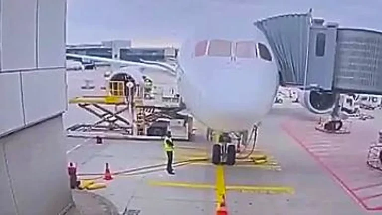 A Lufthansa Boeing 787 aircraft with a collapsed nose gear at Frankfurt Airport, highlighting the importance of regular maintenance and inspections to prevent such accidents, with a focus on aviation safety and aircraft maintenance