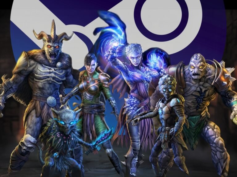 Gloomhaven digital board game featured image, showing a group of adventurers exploring a fantasy realm, with a mix of colour and darkness, as they navigate through the challenging world of Gloomhaven, a classic dungeon crawler RPG now available at its lowest price ever on Steam