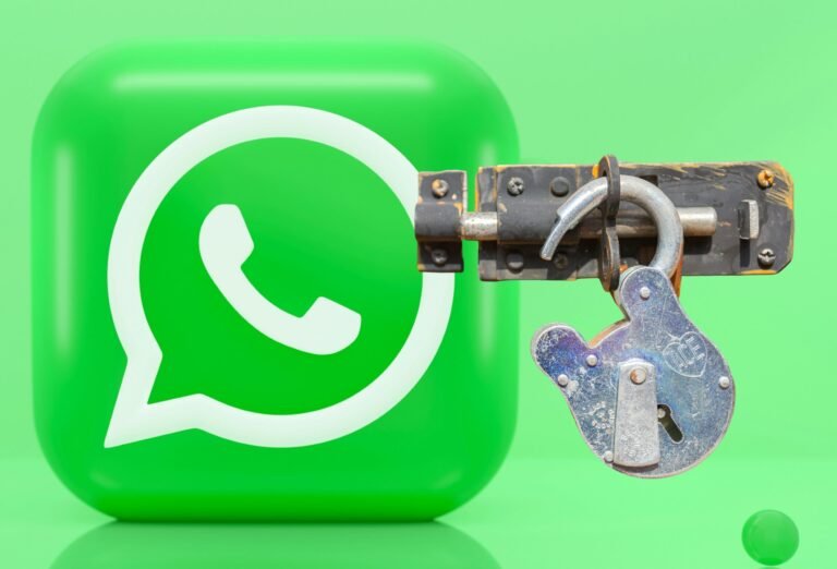 A smartphone screen displaying the WhatsApp logo, with a padlock icon in the background, symbolising the company's promise of secure communication and data protection, which is now under scrutiny due to a recent lawsuit alleging that Meta engineers can access complete user data without hassle