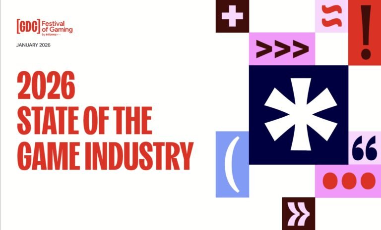 A group of game developers working together, with a mix of concern and determination on their faces, as they navigate the challenges of the industry, with a colour palette of blues and whites to convey a sense of uncertainty and professionalism