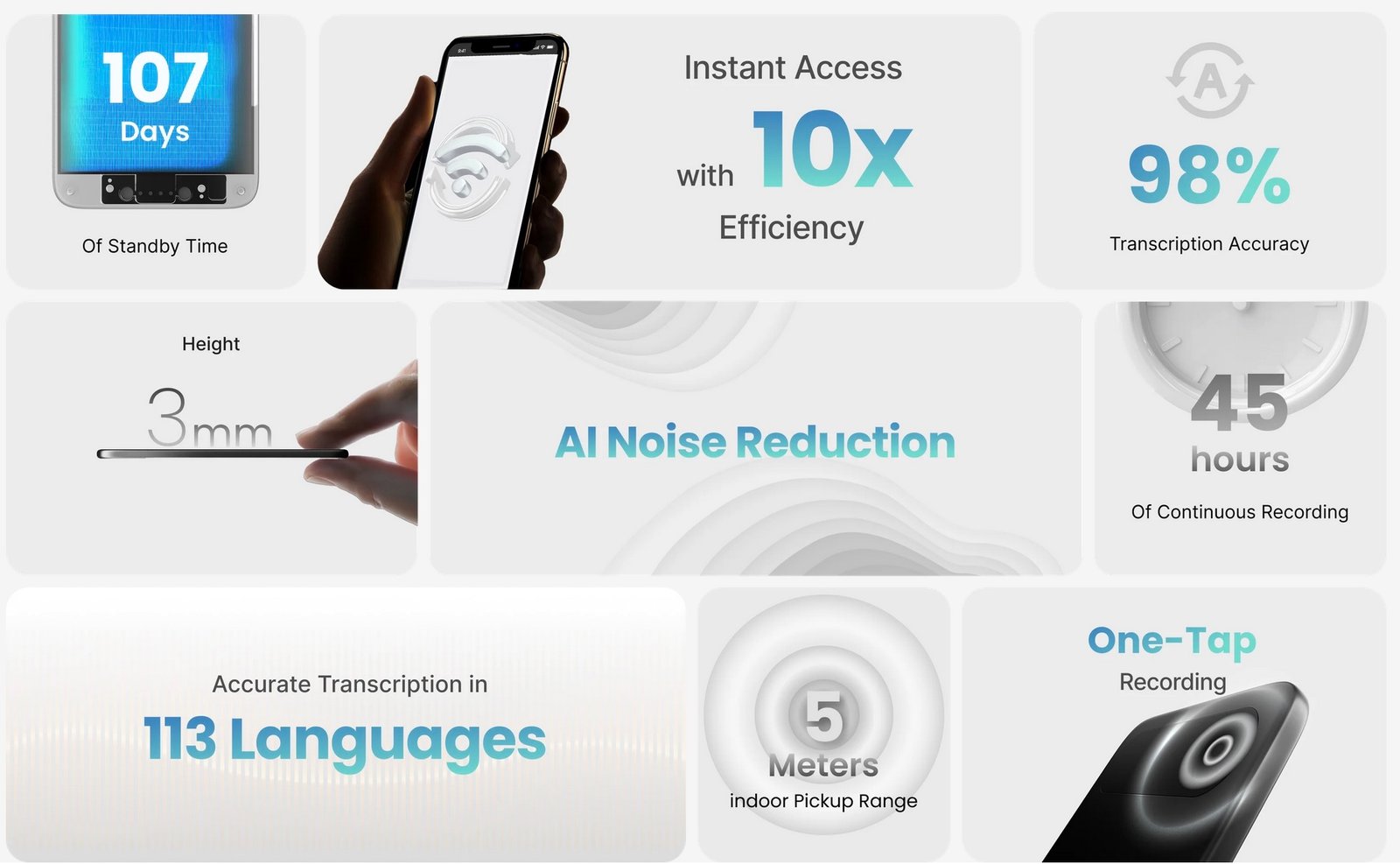 The Comulytic Note Pro, a sleek and compact smart assistant and recorder that uses AI to take notes and provide summaries, perfect for meetings, classes and client conversations, with a colour touchscreen display and long-lasting battery life