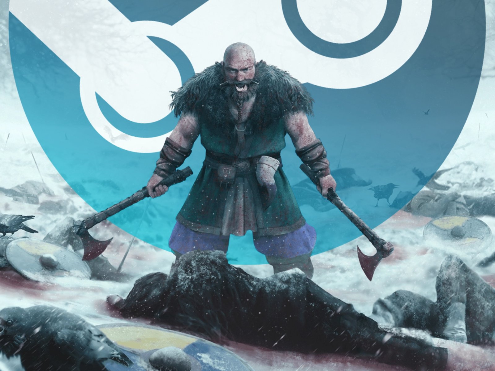 A Viking warrior stands proudly, with a sword in hand and a shield by their side, set against a backdrop of a vibrant Viking village, with people going about their daily business, in a scene that showcases the authentic colour and culture of the Viking Age, with Expeditions: Viking being the perfect game to analyse and explore this fascinating period in history