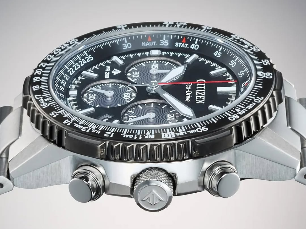 The Citizen Promaster Navihawk chronograph features a stunning black sunray dial, sapphire crystal, and Eco-Drive technology, making it a stylish and reliable timepiece for watch enthusiasts, with a primary keyword of Citizen Promaster Navihawk